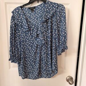 Ralph Lauren Blue Floral Blouse